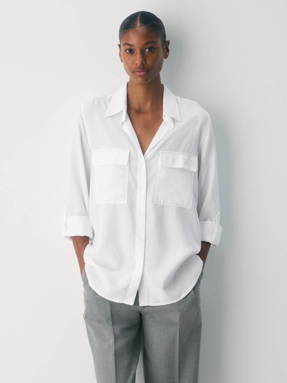 Babaton / Aritzia Utility Shirt Classic White Button-Up Pocket Shirt